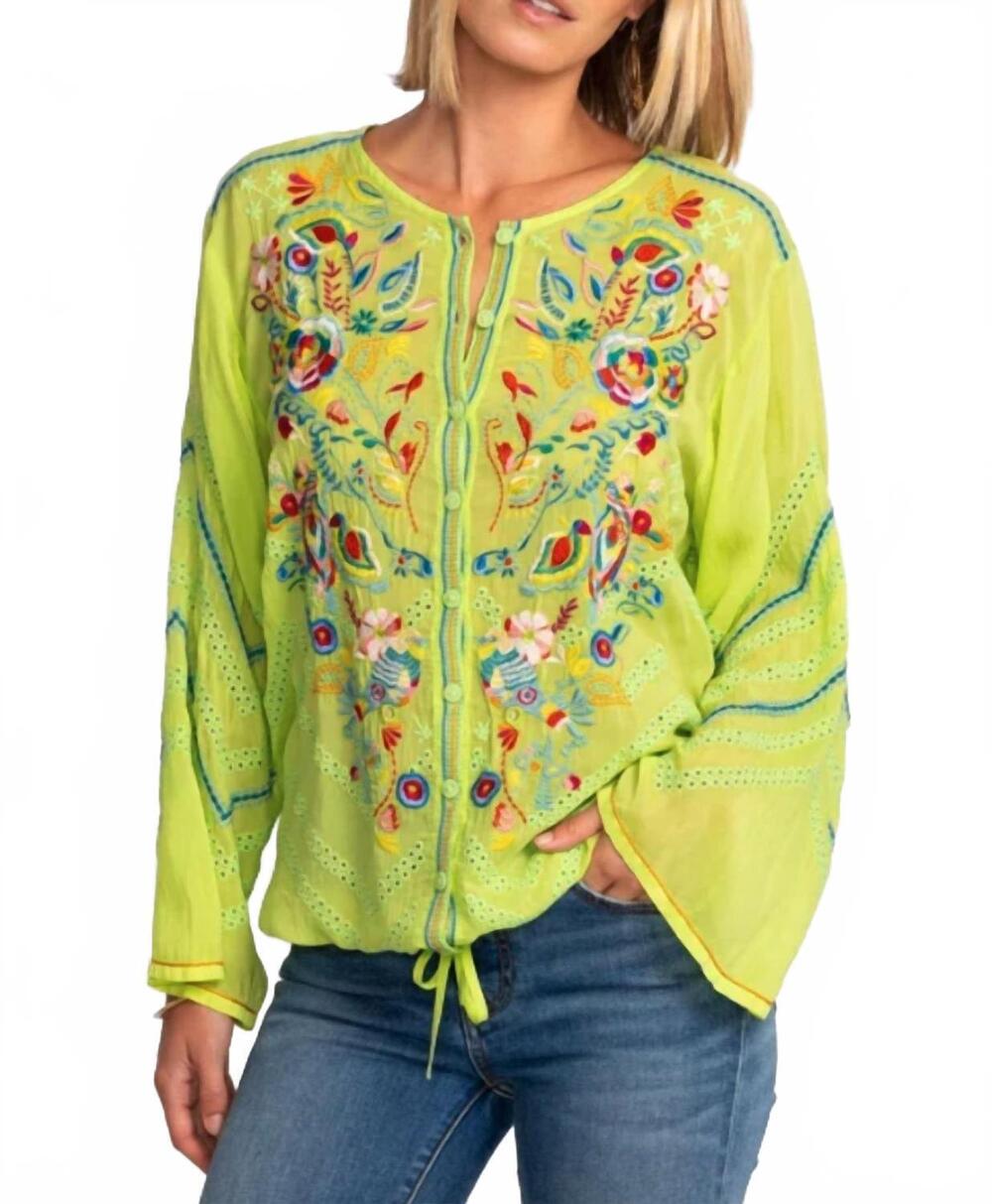 NEW JOHNNY WAS perica blouse in lime green